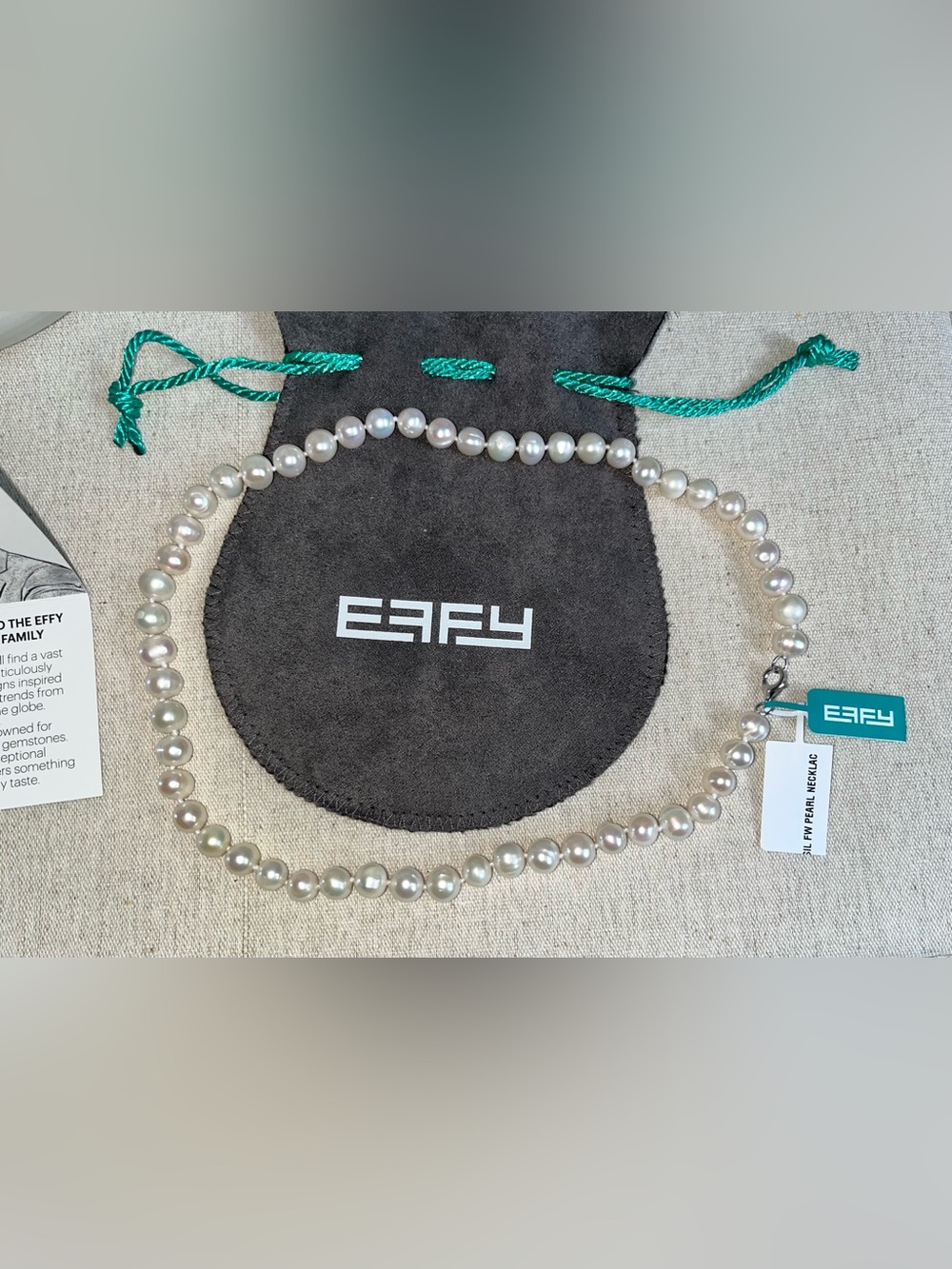 NWT EFFY Sterling Silver 7-8 mm Freshwater Pearl Necklace 18in. - Picture 5 of 7